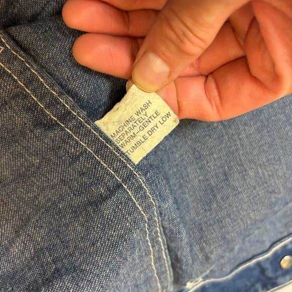 Vintage 80 Denim Chore Coat Men's Medium Workwear Utility Barn Jacket - Picture 5 of 12